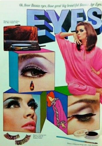 1960s Eye Makeup, Late 60s Fashion, Vintage Makeup Ads, 60s Makeup, Makeup Ads, Retro Makeup, 60s 70s Fashion, Fashion 1960s, Retro Beauty