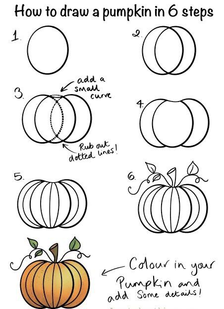 How To Draw Pumpkins, Christmas Pictures To Draw, Draw A Pumpkin, Steps Makeup, Trin For Trin Tegning, Drawing Instructions, Fall Drawings, Fall Canvas Painting, Pumpkin Drawing