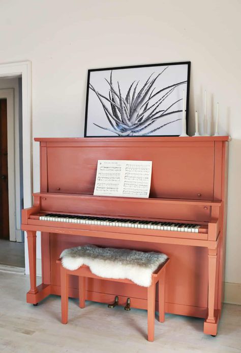 Upright Piano Decor, Refinish Piano, Cottagecore Inspiration, Painted Piano, Painted Pianos, Piano Decor, Used Cabinets, Guitar Room, Interior Wall Paint