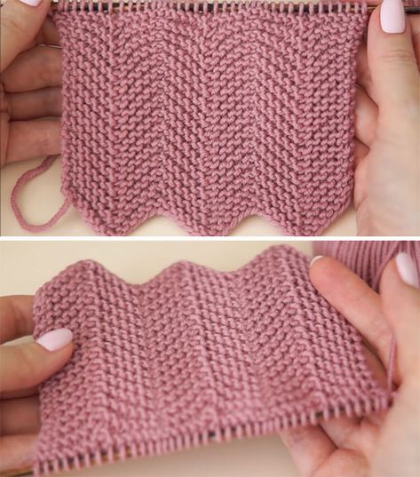 Knit Zig Zag Stitch For A Unique Pattern | CrochetBeja Chevron Knitting Pattern, Baby Mittens Knitting, Knit Purl Stitches, Crochet Waffle Stitch, Zig Zag Stitch, Knitting Patterns Free Scarf, Chevron Stitch, Beginner Knitting Patterns, Baby Blanket Knitting Pattern