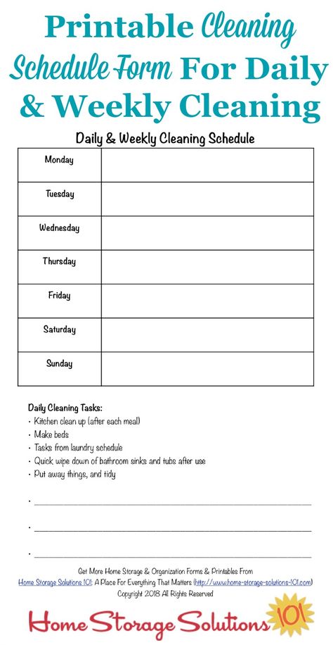 Here is a free printable cleaning schedule form that you can use to fill out your daily and weekly cleaning schedule tasks for your home. Blank Cleaning Schedule, Free Printable Cleaning Schedule, Kitchen Cleaning Checklist, Laundry Schedule, Free Printable Cleaning, Household Notebook, Clean Hacks, Cleaning Schedule Templates, Organizing Stuff