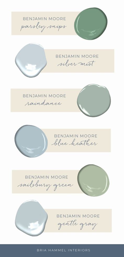 Sharing a few of the tried & true green and blue paint colors that we love! Natural Blue Paint Colors, The Best Blue Green Paint Colors, Meadow Green Color, Green Paint Colors For Sunroom, Blue Green Paint Colors 2023, Mixing Blue And Green Decor, Green With Blue Undertone Paint, In The Moment Paint Color, Green And Blue Paint Colors