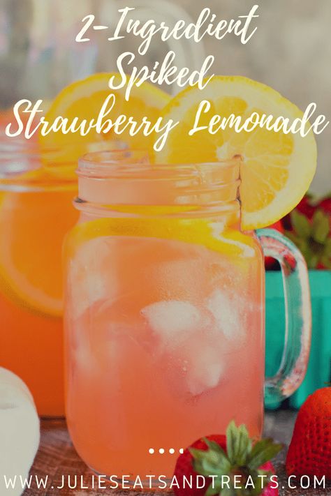 This quick and easy summer cocktail is perfect when you have last minute company! You only need two ingredients to make this delicious Vodka Strawberry Lemonade Drink. Mix up a batch today and invite your friends over! #vodka #strawberry #lemonade #strawberrylemonade #cocktail #drink #beverage #recipe #recipeinspiration #recipeidea #julieseatsandtreats Alcoholic Drinks Easy 3 Ingredients, Easy Mixed Drinks Alcohol 2 Ingredients, Easy Vodka Drinks 3 Ingredients, Easy Mixed Drinks Alcohol 3 Ingredients, Svedka Strawberry Lemonade, Strawberry Lemonade Recipe, Easy Alcoholic Drinks, Lemonade Drink, Alcohol Beverages