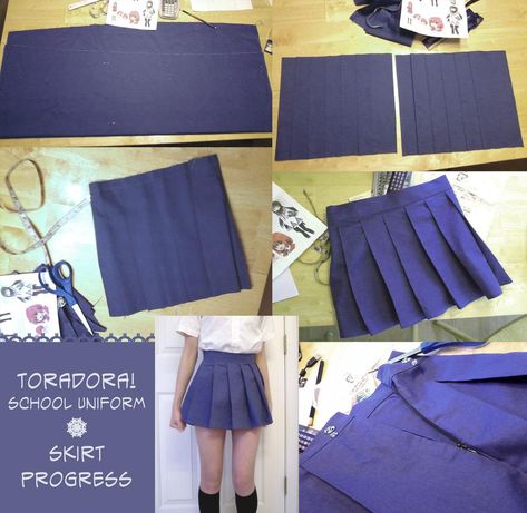 Pleated Skirt Tutorial, Pola Rok, School Uniform Skirts, Anime School, Costume Tutorial, Skirt Tutorial, Idee Cosplay, Diy Vetement, Cosplay Tutorial