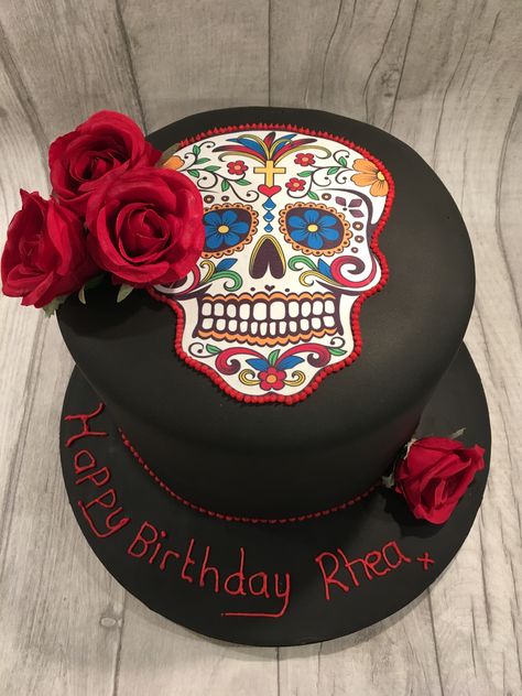 Happy Birthday Skulls, Sugar Skull Birthday, Skeleton Cake, Skull Cakes, Sugar Skull Cakes, Day Of The Dead Cake, Mexican Wedding Cake, Cauldron Cake, Nursing Cake