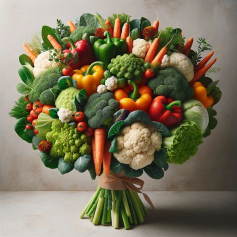 Vegetable Flower Bouquet, Vegetable Bouquet Wedding, Vegetable Flower Arrangement, Vegetables Bouquet, Fruit Basket Diy Gift, Easy Thanksgiving Decorations, Fundraiser Food, Vegetable Bouquet, Vegetable Decoration