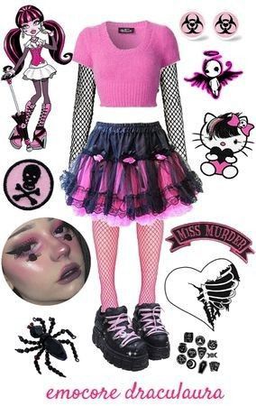 Diy Draculaura Costume, Draculaura Costume Ideas, Monster High Draculaura Outfits, Draculaura Outfit Inspiration, Draculaura Inspired Outfits, Alt Halloween Costumes, Draculaura Outfit, Monster High Outfits, Draculaura Halloween