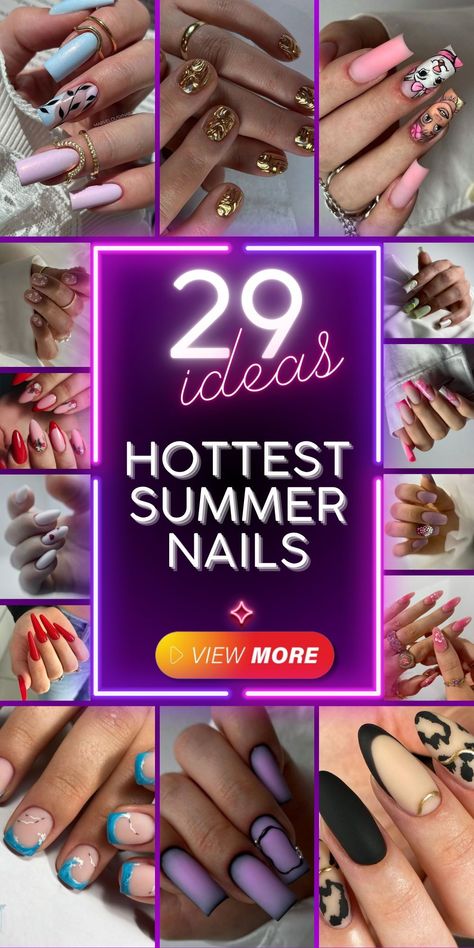 Elevate your summer style with the hottest summer nails that are perfect for your beach vacations. With bright and bold colors, these nails will add a pop of color to your tropical look. Get inspired by vibrant art designs and trendy French tips that are both chic and stylish. Embrace the latest trends and shapes for summer 2024 with colorful and vibrant nail art ideas. Whether you prefer short or long nails, there's a design that will make your nails stand out. Hottest Summer Nails, Summer Nails 2024, Rainbow Nails Design, Neon Green Nails, Summer Gel Nails, Purple Nail Designs, Nail Art Designs Summer, Vibrant Nails, Simple Acrylic Nails