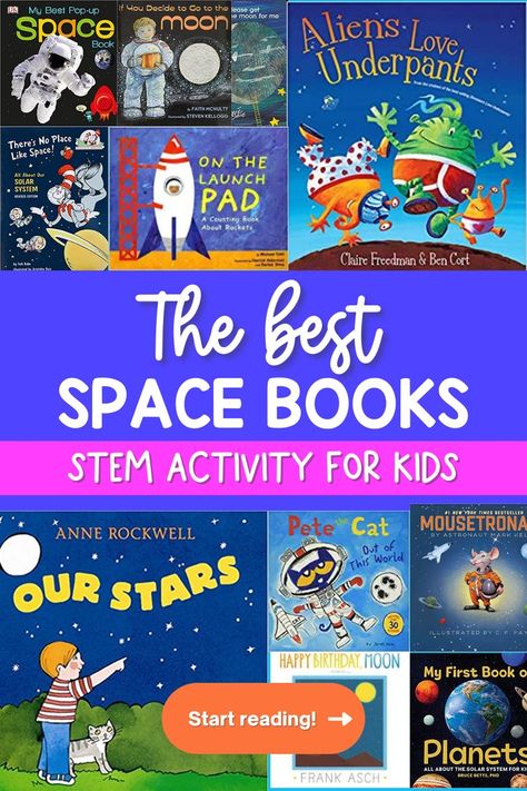 Space Unit For Kindergarten, Space Books For Preschool, Space For Preschoolers, Space Unit Study, Books About Space, Space Books For Kids, Curriculum Themes, Moon For Kids, Books Recommendation