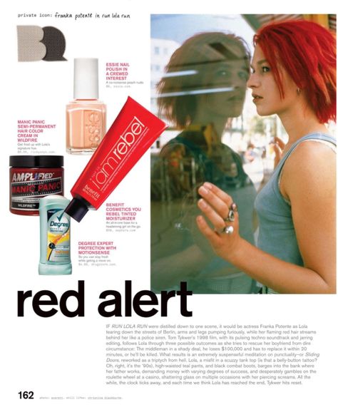 Nylon Magazine 2000s, Run Lola Run, Magazine 2000s, Franka Potente, Magazine Clippings, Bold Hair Color, Magazine Collection, Film Song, Nylon Magazine