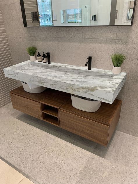 Bowless Sink, Big Bathroom Sink, Modern Bathroom Sink, Marble Sinks, Marble Vanity, Wall Mounted Bathroom Sink, House Bedroom, Stone Sink, Powder Rooms