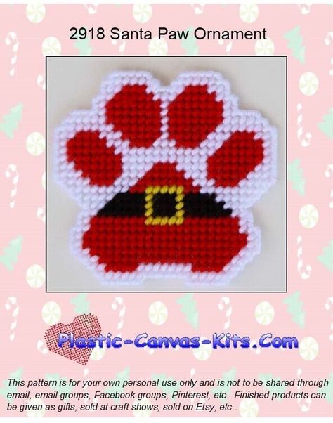 Perler Christmas, Diy Christmas Crafts To Sell, Paw Ornament, Canvas Ornaments, Holiday Canvas, Plastic Canvas Coasters, Plastic Canvas Ornaments, Magnetic Tape, Paw Pattern