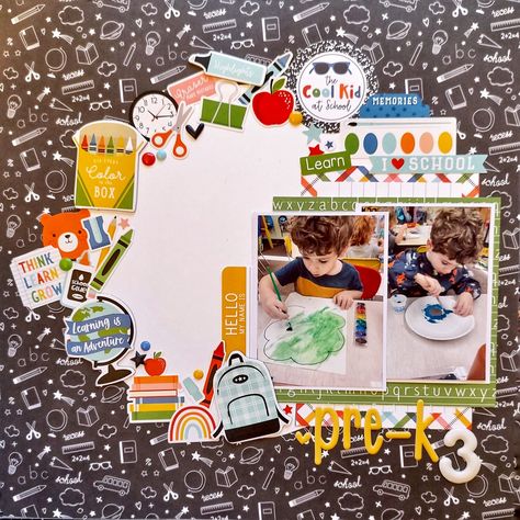 Pre-K 3 - Scrapbook.com School Recess, Printable Sticker Paper, School Boxes, I Love School, Handmade Project, School Scrapbook, School Collection, School Memories, Puffy Stickers