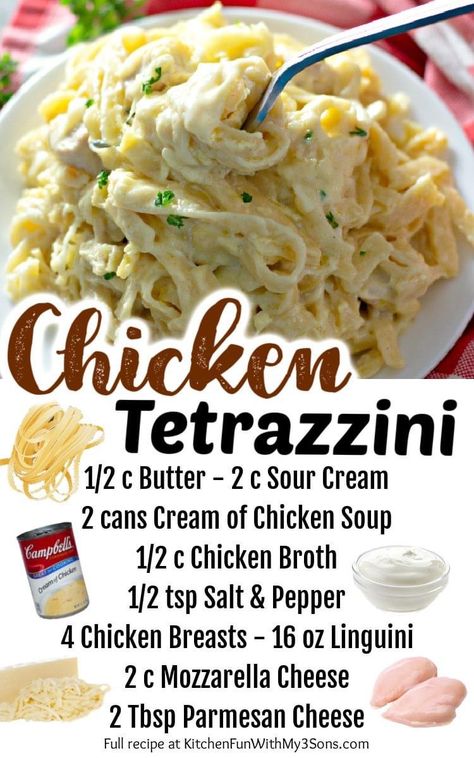 Easy Chicken Tetrazzini, Chicken Tetrazzini, Chicken Pasta Bake, Goulash, Easy Casserole Recipes, Chicken Dishes Recipes, Tortellini, The Chicken, Chicken Dinner Recipes