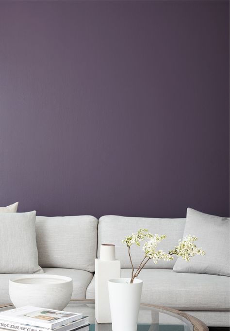 Clare | The Best Paint Color For Your Zodiac Sign | Aquarius Bachelor Pad Decor, Purple Paint Colors, Trim Paint Color, Purple Wall, Purple Paint, Best Paint Colors, Purple Walls, Retro Interior, Bedroom Paint Colors