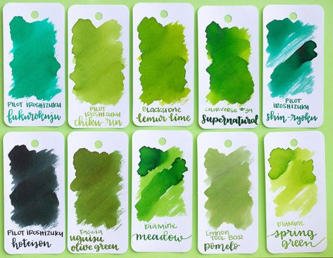 Ink Review #1019: Pilot Iroshizuku Chiku-rin — Mountain of Ink Iroshizuku Ink, Leyte, Yellow Lime, Fern Green, Green Mountain, Fountain Pen Ink, Fountain Pens, Spring Green, Ink Color