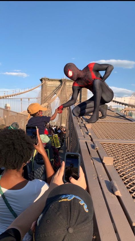 Miles Morales at New York Protest -2 Miles Morales Roommate, Miles Morales Puerto Rico, Miles Morales Jumping Off Building, Miles Morales New York, Real Life Miles Morales, Miles Morales Look Alike, Miles Morales Real Life, Miles Morales Inspired Outfit, Miles Morales Outfit