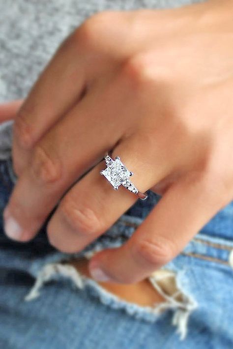 Breathtaking Princess Cut Engagement Rings ❤ See more: http://www.weddingforward.com/princess-cut-engagement-rings/ #weddings Princess Cut Engagement, Beautiful Wedding Rings, Modern Engagement Rings, Princess Cut Engagement Rings, Princess Cut Rings, Gorgeous Engagement Ring, Best Engagement Rings, Simple Engagement Rings, Stunning Engagement Ring