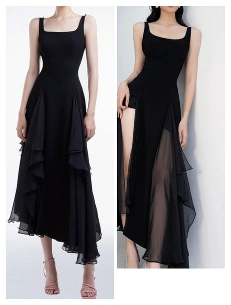 Black Dress Flowy, Flowy Black Dress, Elegant Outfit Classy, Glam Dresses, Casual Style Outfits, Elegant Outfit, Fancy Dresses, Ball Dresses, Look Cool