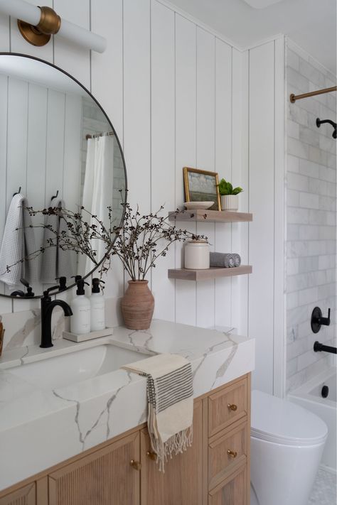 Trailer Upgrades, Above Toilet, 2024 Bathroom, Shelves Above Toilet, Small Bathroom Diy, Shiplap Bathroom, Toilet Shelves, Floating Shelves Bathroom, Bathroom Idea