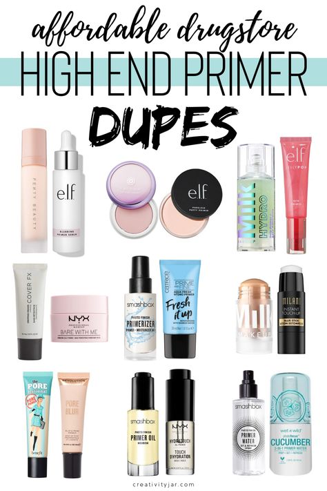 Wanting the benefits of using a high end primer without paying the high end price tag? Check out these affordable drugstore high end primer dupes for great alternatives. Best beauty tips for her Matte Make Up, Makeup Tip, Best Drugstore Makeup, Smink Inspiration, Makeup Aesthetic, Affordable Makeup, Smokey Eyes, Drugstore Makeup, Setting Spray