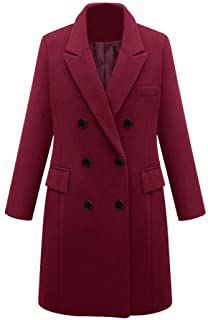 Amazon.co.uk : pattern Straight Clothes, Wool Coat Women, Long Coat Women, Long Trench, Woolen Coat, Coat Women, Double Breasted Coat, Fashion Colours, Double Breasted Suit Jacket