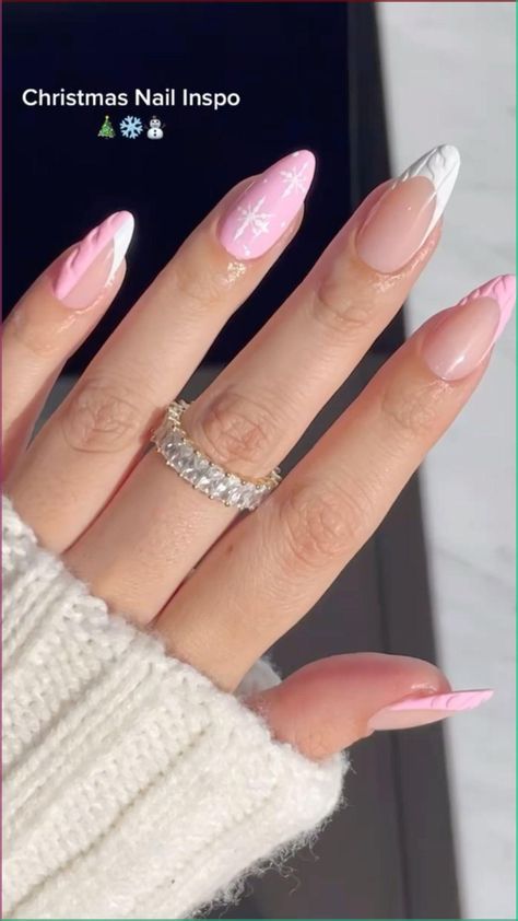 #BEAUTY, #RELATIONSHIPS #Fashion #Animals #Outfits #Winter Outfits #Animals Christmas Nails Almond Pink, Asthmatic Nails, Nails For Christmas Simple, December Nails Pink, Simple Nails For Christmas, Pink Christmas Nails Almond, December Almond Nails, Hailey Nails, Quick Nail Designs