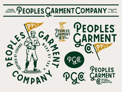 Peoples Garment Company - Branding by Forefathers Vintage Sports Graphic Design, Vintage Sports Design, Vintage Sports Graphics, Vintage Sports Logo, Logos Nike, Sports Branding, Dribbble Design, Logos Vintage, Sport Branding