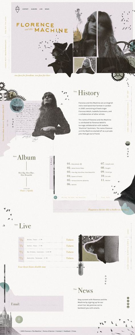 Florence + the Machine Website - Andrew Czap…: Design De Configuration, Layout Web, Design Sites, 잡지 레이아웃, Webdesign Inspiration, Florence The Machines, Design Websites, Website Design Layout, Web Inspiration