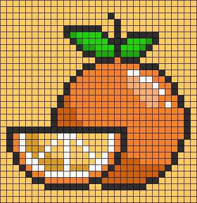 Alpha pattern #152199 Fruit Pixel Art Grid, Orange Alpha Pattern, Orange Cross Stitch, Alpha Patterns Crochet Blanket, Cross Alpha Pattern, Grid Patterns Crochet, Pixel Art Orange, Orange Pixel Art, Fruit Pixel Art