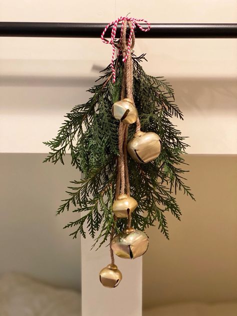 Garland With Gold Bells, Christmas Bell Ornaments Diy, Jingle Bells Decorations Ideas, Silver Bells Christmas Decorating Ideas, Christmas Bell Decor, Christmas Tree Bells, Diy Gnome, Diy Christmas Crafts, Cone Christmas Trees