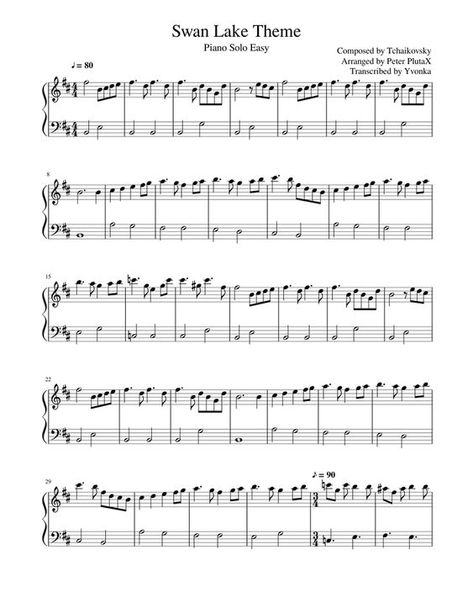 Free Piano Sheet Music Printables, Pyotr Ilyich Tchaikovsky, Music Printables, Lake Theme, Swan Lake Ballet, Easy Piano, Swan Lake, Piano Sheet, Free Sheet Music