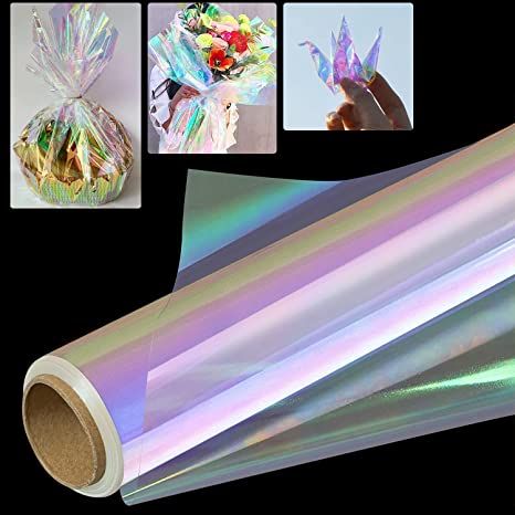 Amazon.com: 66 ft x 34 in Extra Wide Iridescent Cellophane Wrap Roll, Iridescent Film Cellophane Wrapping Paper Rainbow Colored Cellophane Wrap for Gift Baskets, Treats, Gifts, Flower, Crafts, Holiday, Christmas Decoration : Health & Household Iridescent Cellophane, Tricky Tray Baskets, Junk Couture, Tricky Tray, Treats Gifts, Cellophane Wrapping, Ribbon Flowers Bouquet, Paper Rainbow, Fabric Board