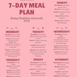 Weekly Meal Plan - Etsy Meal Prep Diet Plan, Diet Meal Plan Weight Loose, Small Meals 5 Times A Day, Zepbound Meal Plan, Healthy Meal Plans For The Week, 1200 Calorie Diet Meal Plans, Cleaning Calendar, Monthly Workout Plan, Fitness Books