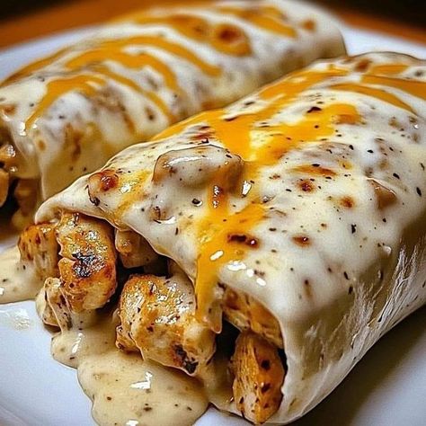 Ina Garten - Recipes | Tender Chicken Wrapped in Tortillas with a Rich, Creamy Cheese Sauce | Facebook Chicken Tortilla Wraps, Mexican Wrap, Cheesy Potato Gratin, Creamy Cheese Sauce, Delicious Chicken Salad, Main Entrees, Meatball Ingredients, Tortilla Wraps, Chicken Tortilla