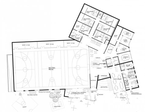 The New Urban School, Mixed Use Sports Complex Proposal / EFFEKT + Rubow Sports Facility Architecture, Church Design Architecture, Architectural Orders, School Building Design, Stadium Architecture, School Plan, Modern Office Design, Layout Architecture, Sports Complex