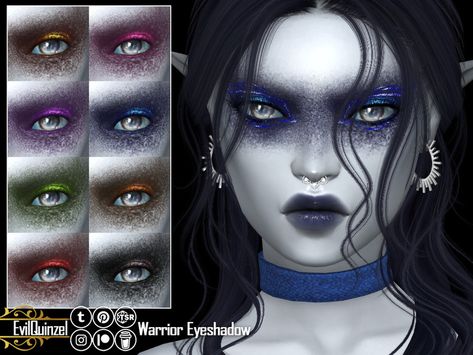 Alien Face Paint, Medusa Makeup, Corpse Bride Makeup, Beetlejuice Makeup, Cc Makeup, Warrior Paint, Makeup Cc, Alien Face, Sims 4 Cc Makeup