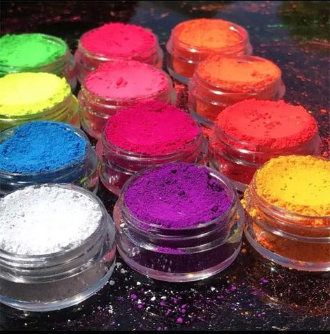 12 Jar Neon Pigment Set Neon Nail Powder, Glitter Nails Diy, Fluorescent Nails, Glitter Mirror, Colorful Nail, Glitter Pigment, Vibrant Nails, Glitter Decor, Nail Powder