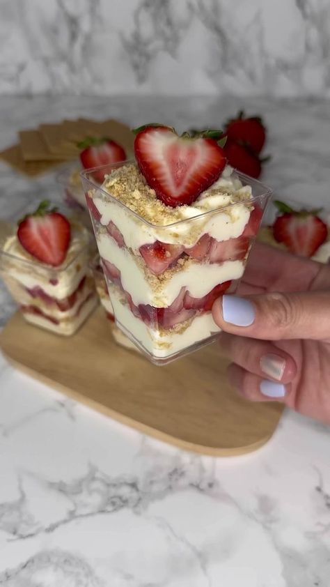 Strawberry Cheesecake Cups ft. Temu Lighting Deals - Save up to 90% off with code: pick6968 (click the link in my bio) https://temu.to/k/ussr6FupGAX4SdA — #temu #temufinds #temueverywhere #strawberry #strawberrycheesecake #cheesecake #temupartner | Dipped Tampa | Dipped Tampa · Original audio Strawberry Desserts Cheesecake, Strawberry Cup Desserts, Strawberry Cups Dessert, Strawberry Cake Cups, Strawberry Cheesecake Dessert Cups, Strawberry Brunch Ideas, Strawberry Shortcake Dessert Ideas, Churro Cheesecake Cups, Strawberry Themed Desserts