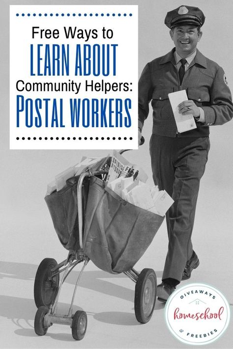 Free Ways to Learn About Community Helpers: Postal Workers Community Helpers Printables, Community Helpers Unit, Free Homeschool Curriculum, Preschool Units, Science Vocabulary, Free Bible Study, Community Helper, Dramatic Play Centers, Us Postal Service