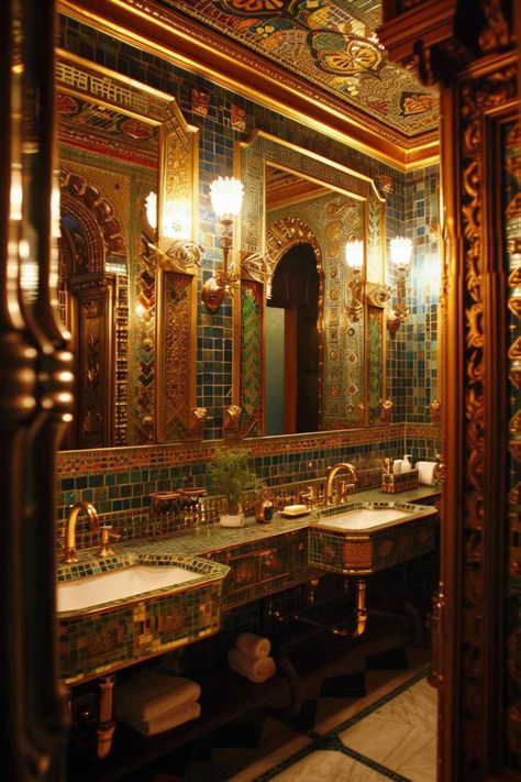 65 Lavish Bathrooms: Embodying the Essence of History and Timeless Elegance Vintage Mansion Bathroom, Opulence Aesthetic, Baroque Bathroom, Castle Bathroom, Palace Bathroom, Easy Bathroom Decor, Schwerin Castle, Lavish Bathroom, Academia House