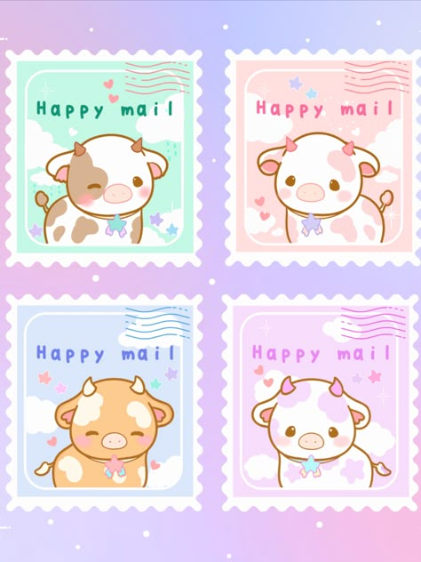 Cute Stickers Printable Kawaii Stamps, Happy Mail Stickers, Halloween Digital Art, Mail Stamp, Cute Kawaii Animals, Scrapbook Stickers Printable, Cute Animal Drawings Kawaii, Printable Scrapbook Paper, Kawaii Animals