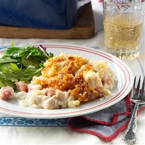 Cordon Bleu Casserole Recipe Cordon Bleu Casserole, Cordon Blue, Turkey Tetrazzini, Chicken Cordon Bleu Casserole, Potluck Dinner, Chicken Cordon, Chicken Cordon Bleu, Leftover Turkey, Potluck Recipes