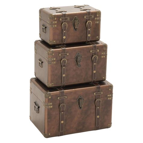 Decorative Trunks, Leather Trunk, Storage Trunks, Storage Trunk, Stud Set, Wood Storage, Luxe Gifts, Nebraska Furniture Mart, Suitcases