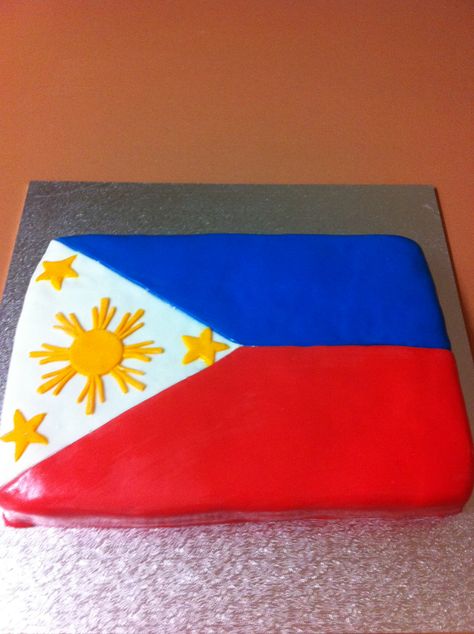 Philippines flag cake Filipino Flag, Patriotic Cake, Philippines Flag, Shaped Cakes, Twins Cake, Flag Cake, Designer Cakes, Heart Shaped Cakes, Adult Birthday Party