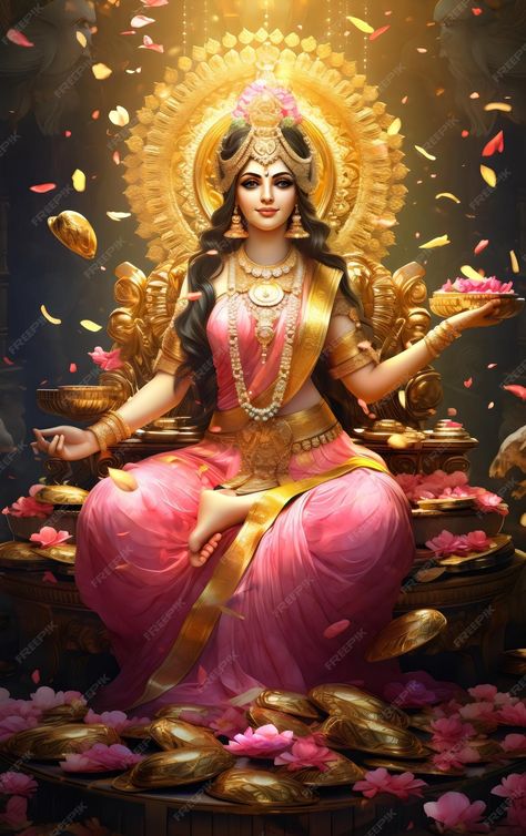 Maa Durga Art, Durga Art, Ravivarma Paintings, Maa Laxmi, Durga Ji, Shakti Goddess, Lakshmi Images, Gods Girl, Good Morning Beautiful Quotes