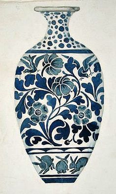 Vase Coloring Ideas, Vase Design Painted, Vase Painting Ideas, Vase Pattern, معرض فني, Colored Vases, Pottery Painting Designs, Blue And White Vase, Vase Art