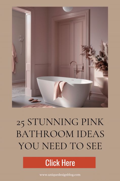 Glamorous and Gorgeous: 25 Pink Bathroom Ideas you will Love Modern Beach Bathroom, Pink Bathroom Aesthetic, Mauve Bathroom, Pink Bathroom Decor Ideas, Modern Pink Bathroom, Blush Bathroom, Pink Bathroom Vintage, Pink Bathroom Ideas, Bathroom Remodel Plans