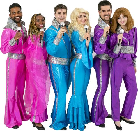 Mamma Mia! Show Costume Rentals Super Troopers Costume Mamma Mia, Mamma Mia Costume Ideas, Mama Mia Costume, Abba Fancy Dress, Hens Weekend, Abba Outfits, 70's Disco, Party Outfit Men, Disco Glam