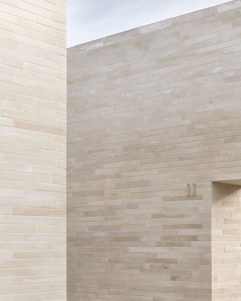 BDR Architekci clads columbarium in Poland with pale sandstone Ecumenical Chapel, Sandstone Cladding, Open Air Chapel, Sandstone Texture, American Cemetery, Sandstone Wall, Intimate Space, Concrete Footings, Architectural Competition